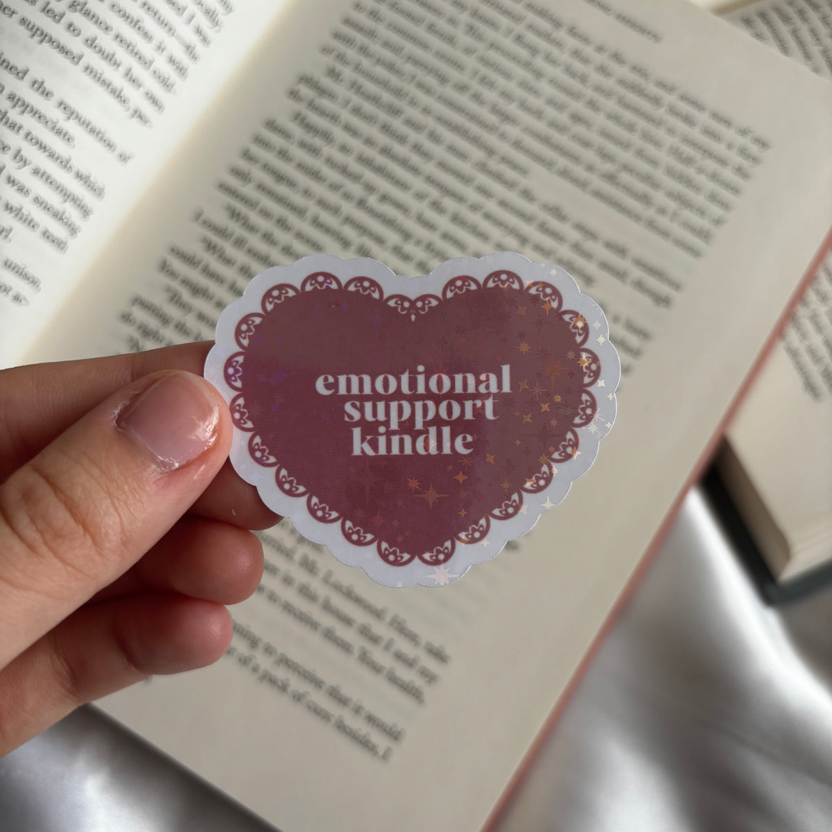 Emotional support kindle holographic sticker