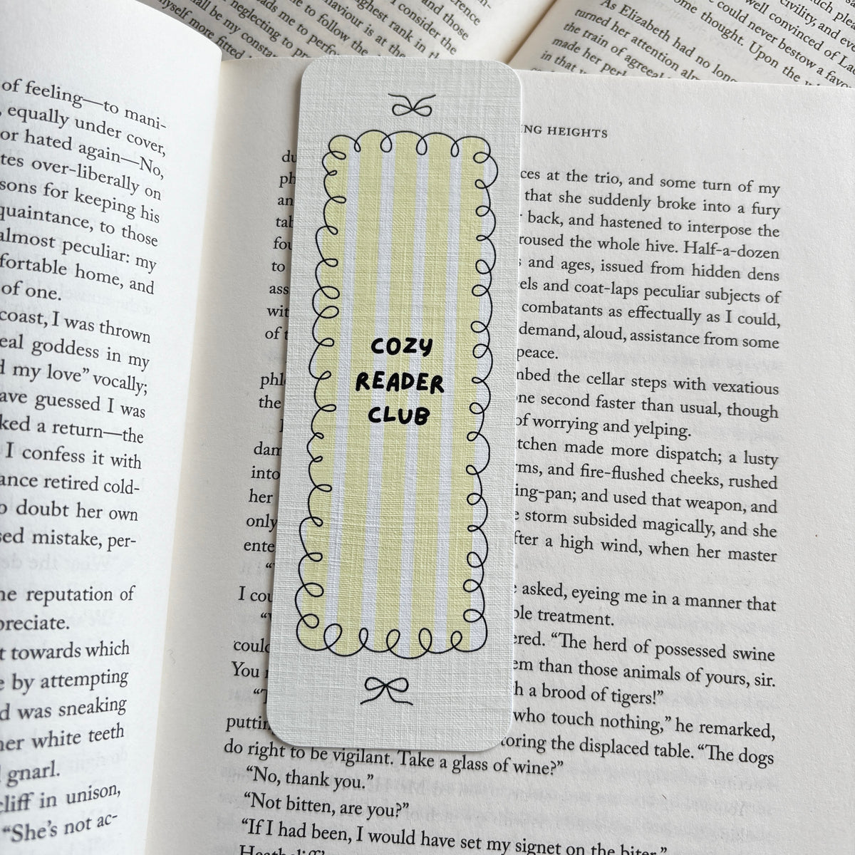 Cozy reader club linen bookmark