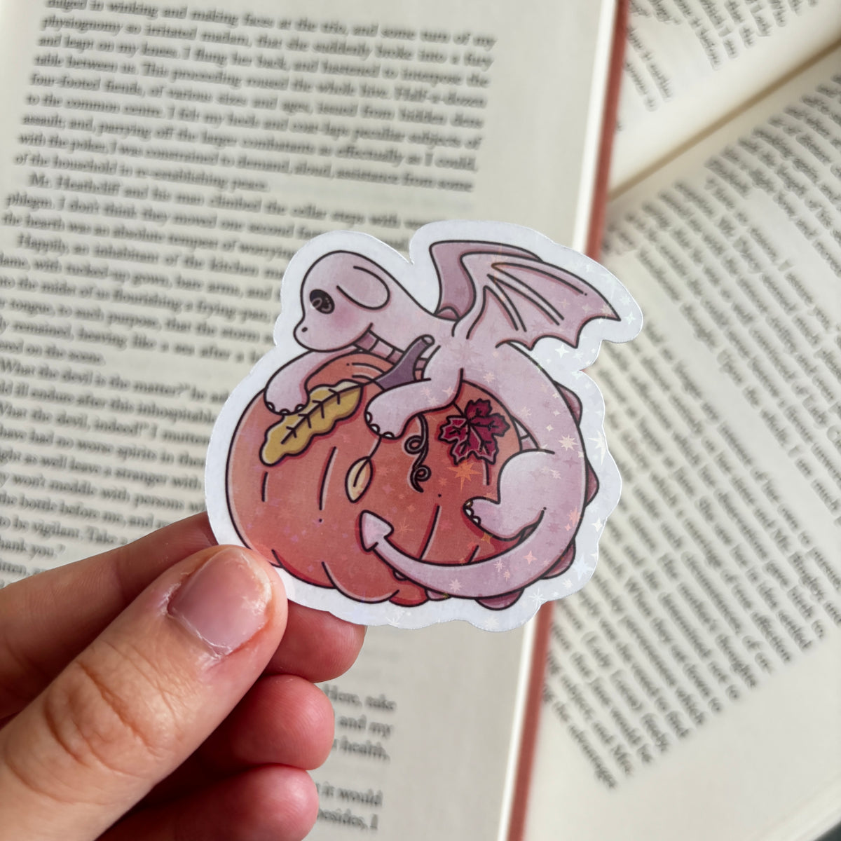 Pink pumpkin dragon holographic sticker