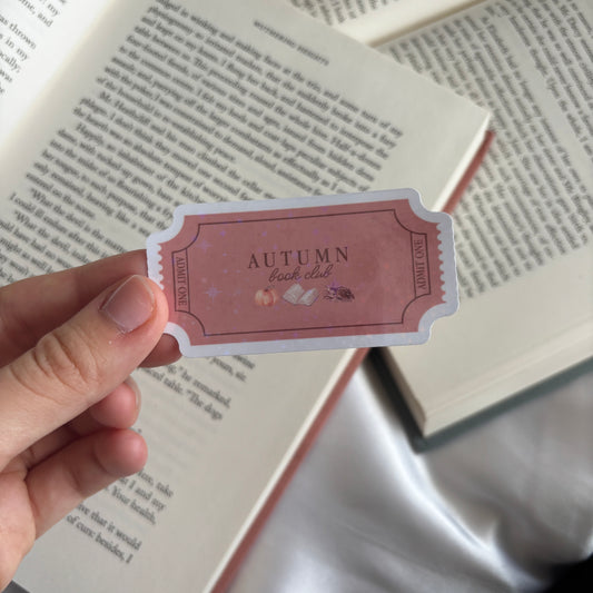Autumn book club holographic sticker
