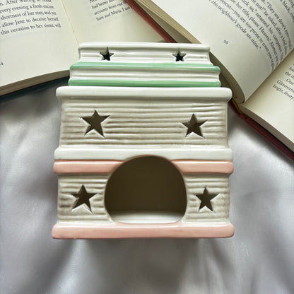 Book stack ceramic oil burner and wax warmer