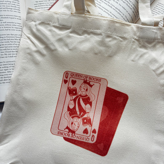 Queen of books tote bag