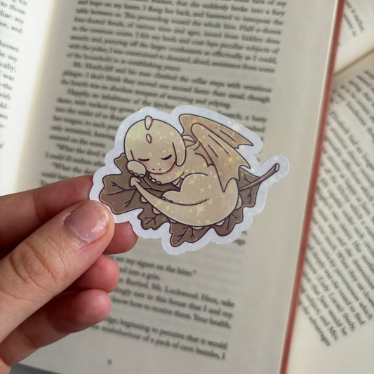 Yellow sleeping dragon holographic sticker