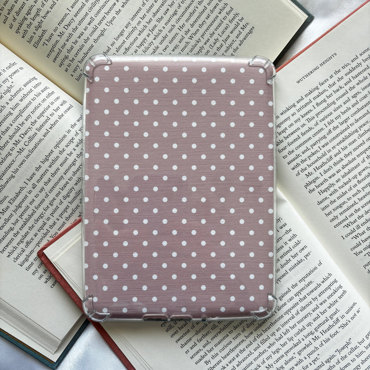Brown polka dot linen kindle insert