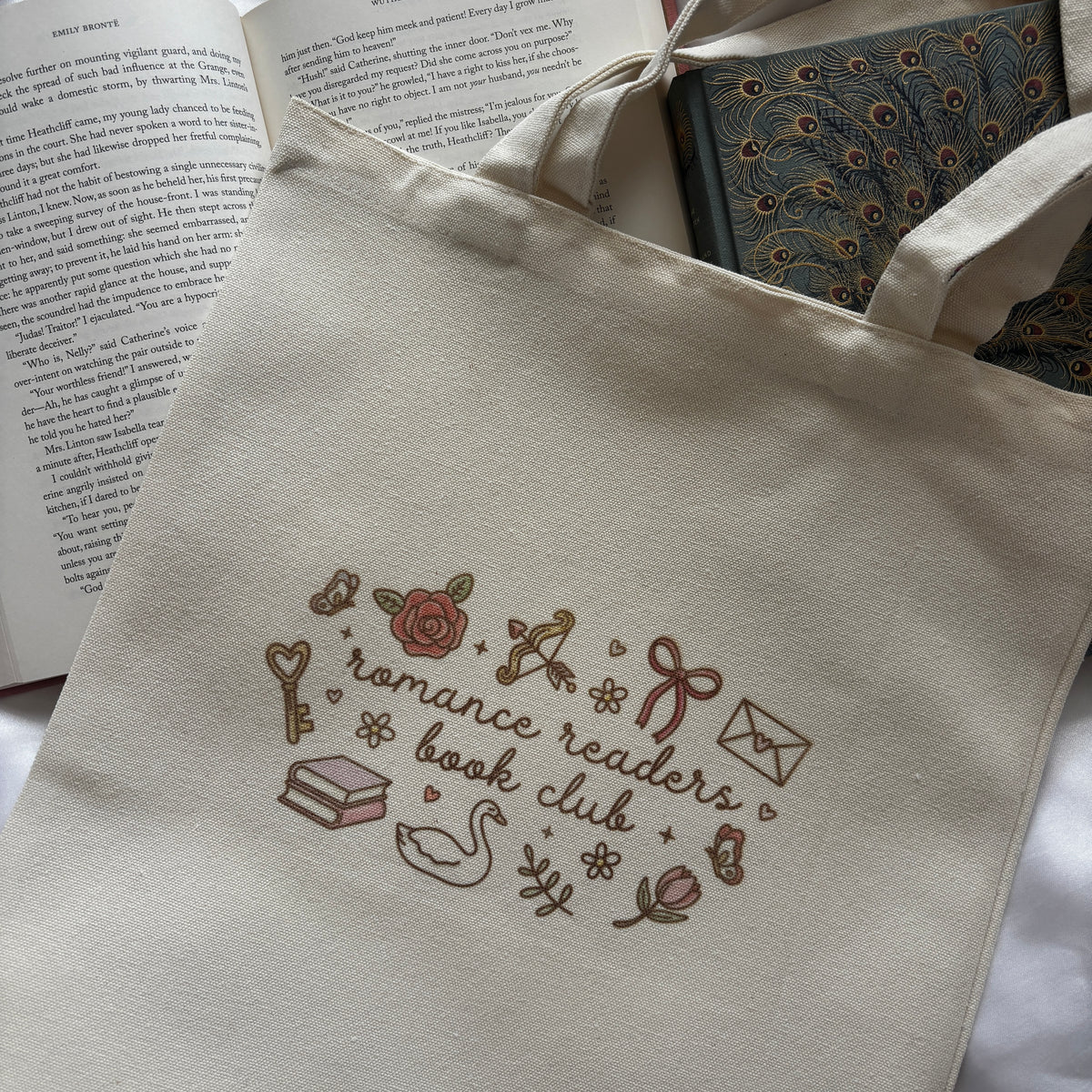 Romance reader book club tote bag