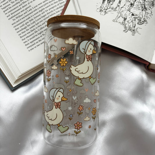 Goose garden glass tumbler