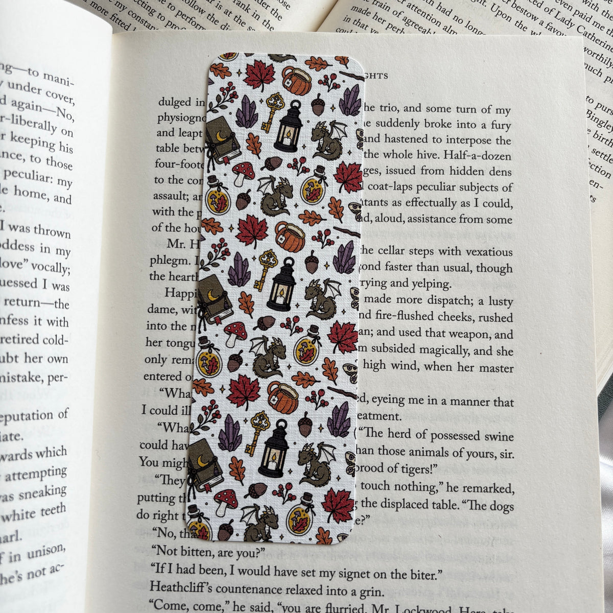 Autumn fantasy linen bookmark