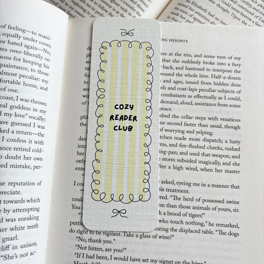 Cozy reader club linen bookmark