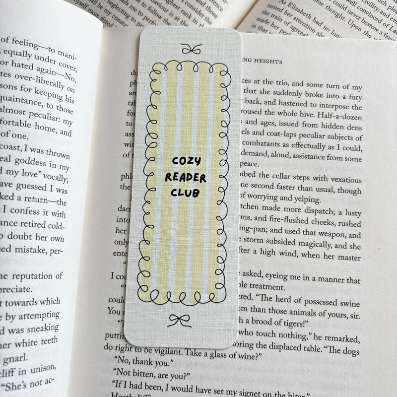 Cozy reader club linen bookmark